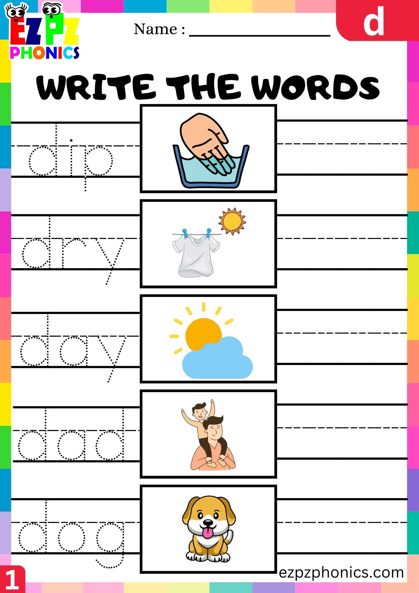 Letter D Write The Words Beginning Sounds Worksheet